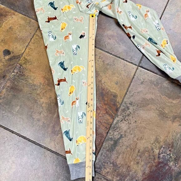 Cuddl Duds Honeycomb Fleece Pajama Top & Pajama Joggers Set Mint Dogs XS - Picture 6 of 14